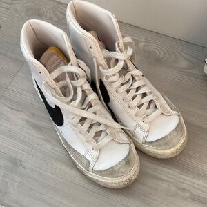 Women's White and Black High-Top Sneakers